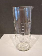 VINTAGE ENGLISH CLEAR GLASS 1 PINT CYLINDER EMBOSSED MEASURING & POURING JUG