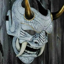 Japanese Hannya Demon Oni Samurai Noh Kabuki Prajna Devil Latex Mask Halloween