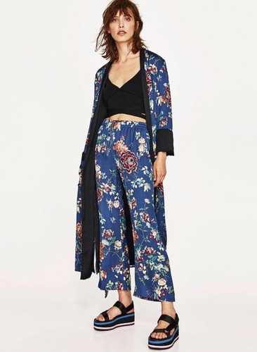 Zara blue floral print - floral, satin