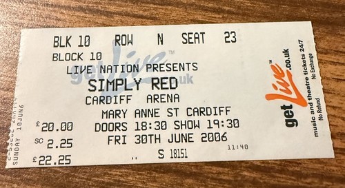Simply red rare concert ticket - simply,