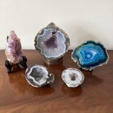 Rock Mineral Crystal Specimens Mixed Lot Half Geodes  Amethyst Cluster & Slice