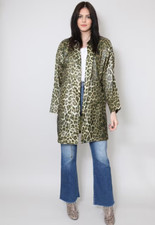 Vintage Canasport Paris Ladies Animal Print Brown Long Sleeve Trench Mac Coat