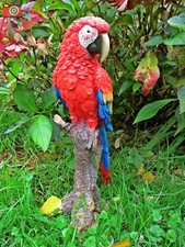 RED MACAW FIGURE. Large & Lovely. Realistic Home & Garden Ornament. Vivid Arts.