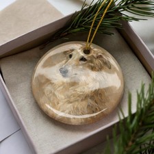 Borzoi Dog Ornament Ceramic