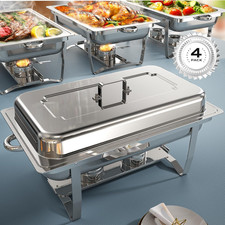 Chafing Dishes for Buffet 4 Pack, [Ultrasonic Mirror Polishing] Chafing Dish Buf