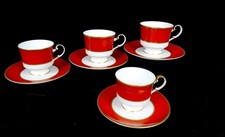 Mikasa Porcelain Egyptian Terracotta 4 Vintage 3" Cup & Saucer Sets 1978-84