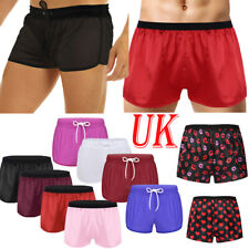 UK Men Silk Satin Boxer Shorts Underwear Sport Loose Panties Trunk Swimwear