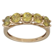 9ct Gold Ring 3.51g Half Eternity Sphene Size S - Fully Hallmarked