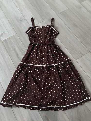 Brown polka dot summer dress - polka,