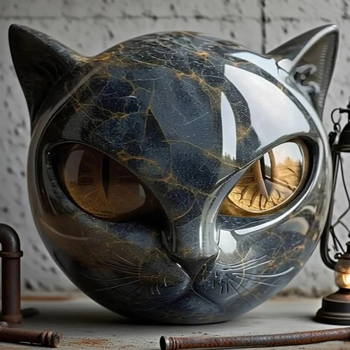 Cat stone figurine - cat,