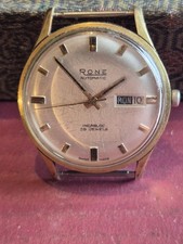 Vintage Rone Automatic Watch Mens Gold Plated 25 Jewels.