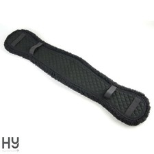 Hy Girth Cover   Black Cotton/Black Fur  Faux Sheepskin Fleece  75cm  No Chafing