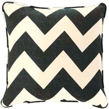 CHEVRON CUSHION COVERS PIPED LINEN LOOK ZIG ZAG CHARCOAL CREAM THROW SCATTER