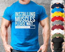 Installing Muscles Gym T-Shirt Mens Gym Clothing Workout Training Bodybuilding