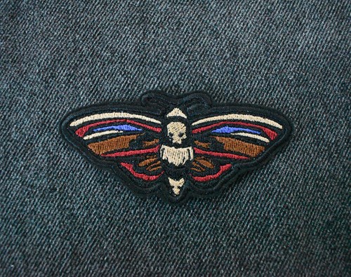 Death head moth embroidered - death,