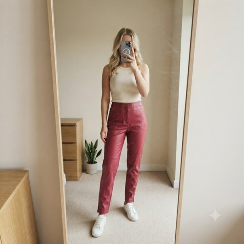 Zara red burgundy faux leather - zara,