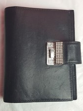 Jasper Conran Black Leather With Diamante Detail Six Ring Desk Organiser Filofax