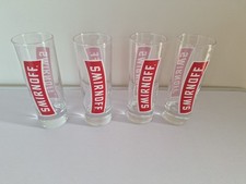 Smirnoff Tall Shot Glasses Set of 4 Heavy Bottom Drinking Glass