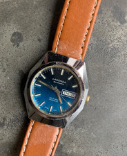 Vintage Lagonda Automatic 25 Jewels blue face watch working.