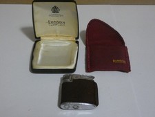 Vintage Ronson Leather Bound Gas Lighter With Original Carry Case Superb Patina