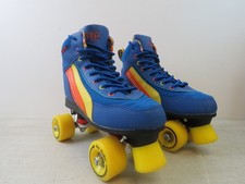Rio Roller Quad Boots Ladies Size 5 Blue With Yellow Wheels And Stopper