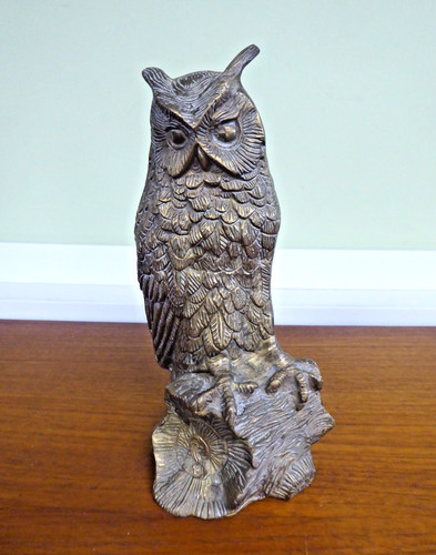 Vintage solid brass heavy - brass, owl