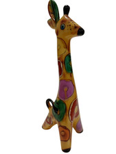 Vintage Ceramic Giraffe Ornament Colourful Doughnut Abstract Design Made In USSR