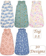 Baby Sleeping Bag 2.5 TOG Cotton Lined 0-36M Unisex Boys Girls Prints