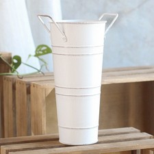 Round Flower Vase Iron Flower Pot Tin Bucket Metal Jugs Home Flower Decoration