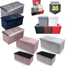 Folding Ottoman Storage Box Pouffe Seat Stool Home Chair Foot Bench / 2 Sizes