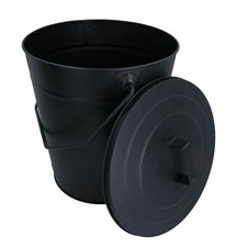 Coal Bucket & Lid Black Metal