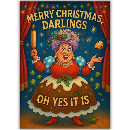 Funny pantomime dame - dame, christmas
