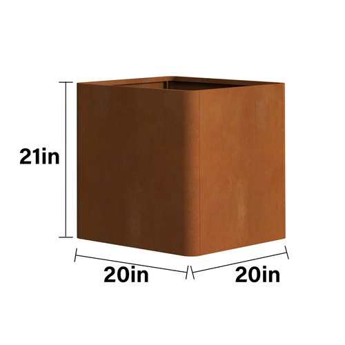 Corten steel planter square - corten,
