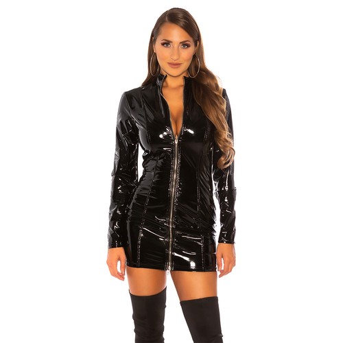 Latex look mini dress full - look,