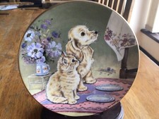 SPANIEL PUPPY & KITTEN PLATE - WHAT’S FOR TEA - PAM COOPER - ROYAL WORCESTER