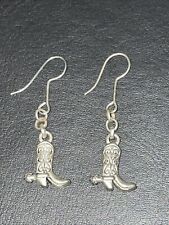 Silver Tone Cowboy Boot & Spurs Earrings