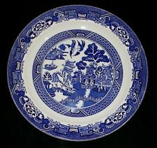 VINTAGE WOODS WARE BLUE & WHITE WILLOW PATTERN DINNER PLATE IN GOOD CONDITION
