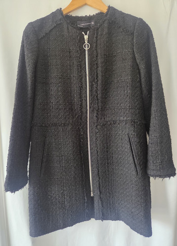 Zara black textured zip front - zara,