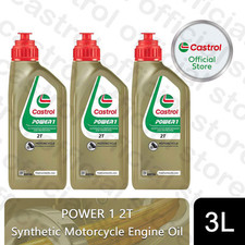 Castrol POWER 1 2T Motorcycle Engine Oil 2 Stroke Part Synthetic 1 Litre, 3 Pack