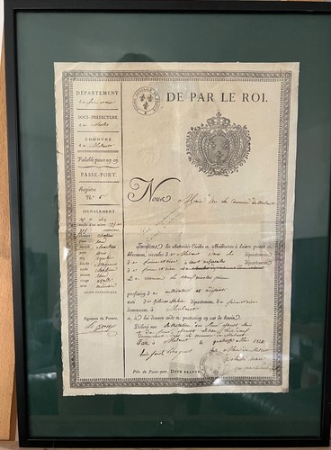 Old passport the town of - of,