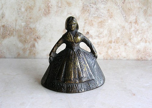 Vintage brass bronze lady - bronze, bell