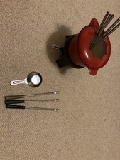 Enamel Cast iron Fondue Set -