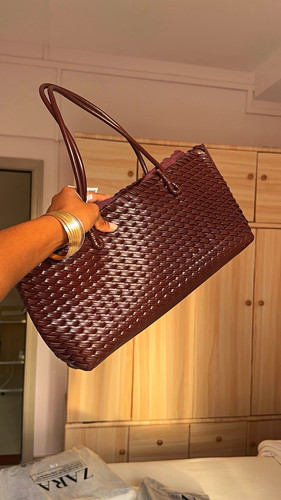 Zara large brown woven - woven, faux
