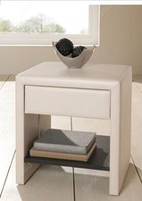 Kaydian 1 Drawer Ivory Faux Leather Modern Stylish Design Bedside Table