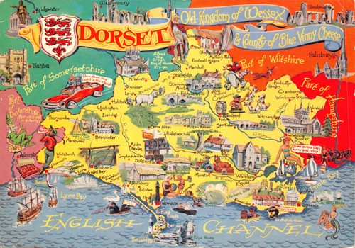 Map postcard dorset used - ,