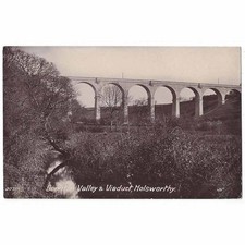 HOLSWORTHY Devon Derriton Valley & Viaduct RP Postcard, P/M Shebbear 1908