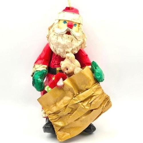Vintage 70s paper mache santa - 70s,