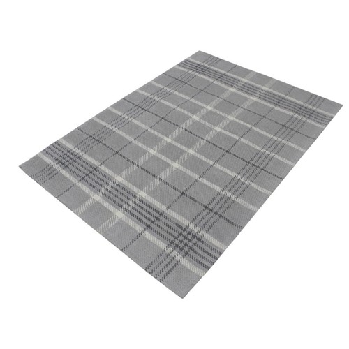 Floor rug grey check - rug, medium