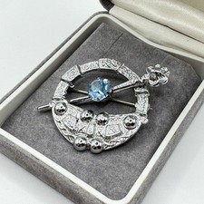 Vintage Mizpah Silver Tone Tara Brooch Lapel Pin Badge Celtic Penannular Style