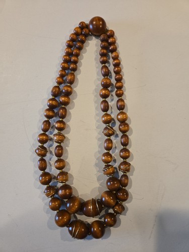 Vintage wood tone beaded - vintage,